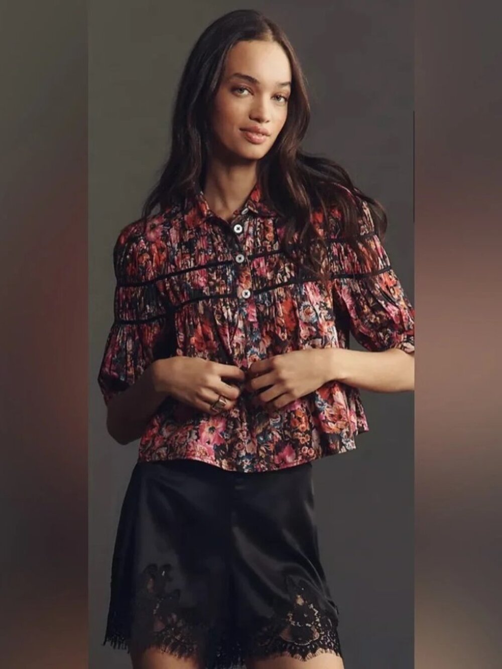 Anthropologie The Leandra Shirred Yoke Blouse by Maeve xxs black new with tag